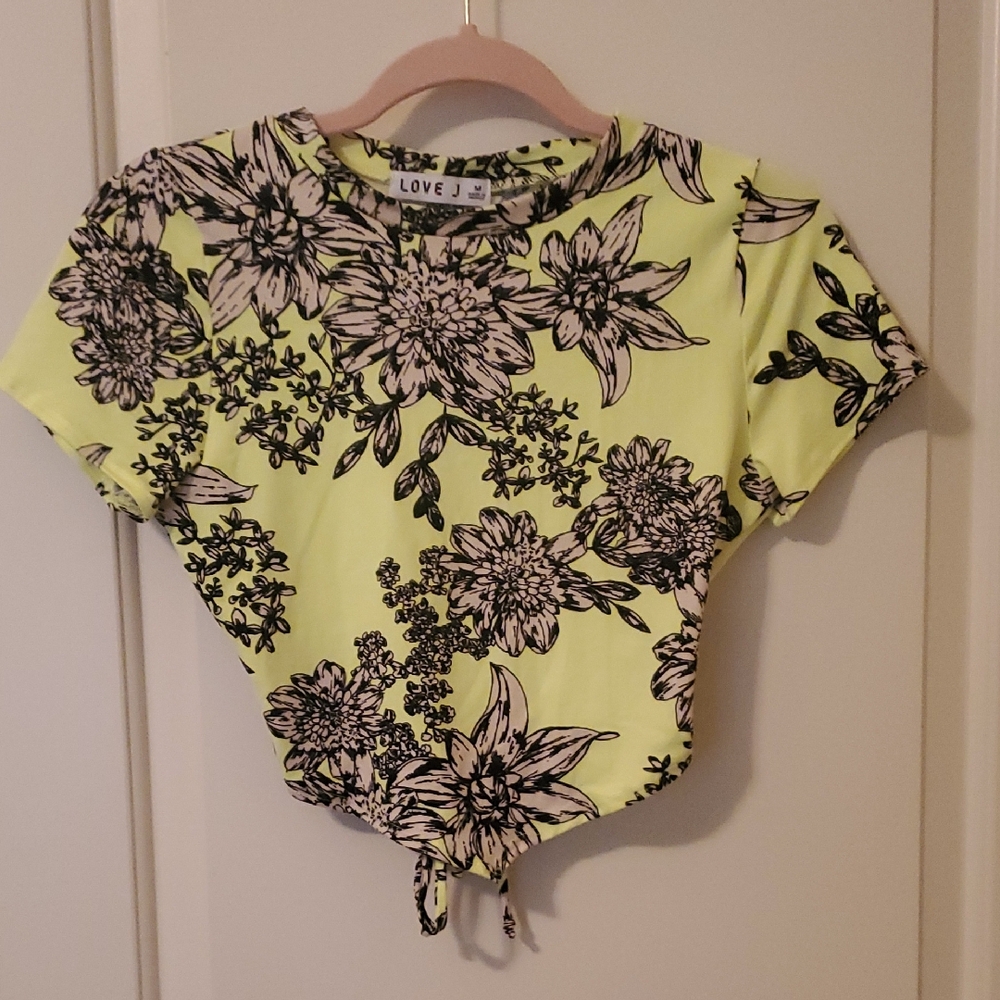 Love J Floral Crop Top - Yellow and Black